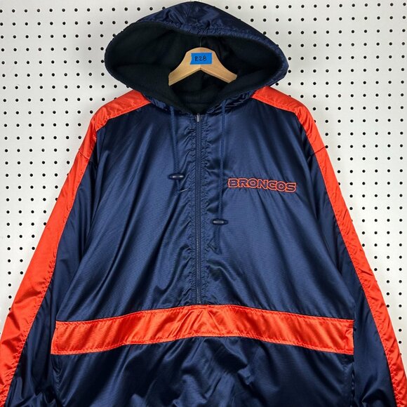 Denver Broncos Vintage Puffer Jacket Medium Reebok 90s Fleece Lined Half Zip Y2K - Picture 4 of 9